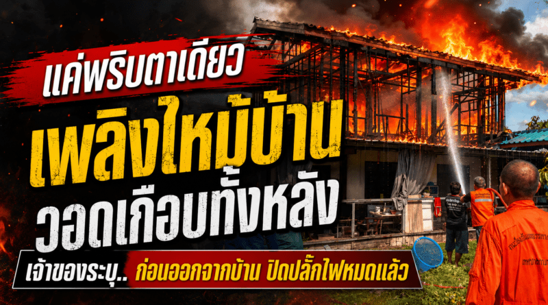 แค่ 10 นาที เพลิงไหม้ บ้านชายแดนวอดชั้นบนครึ่งหลัง คาดไฟฟ้าลัดวงจร